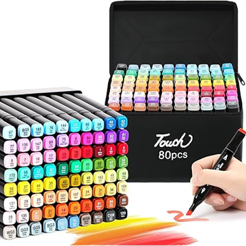 Plumones Touch Set X80: Set Con 80 Plumones Marcadores Doble Punta Con Estuche