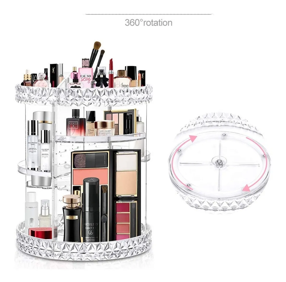 Organizador de Maquillaje Acrílico Giratorio 360°