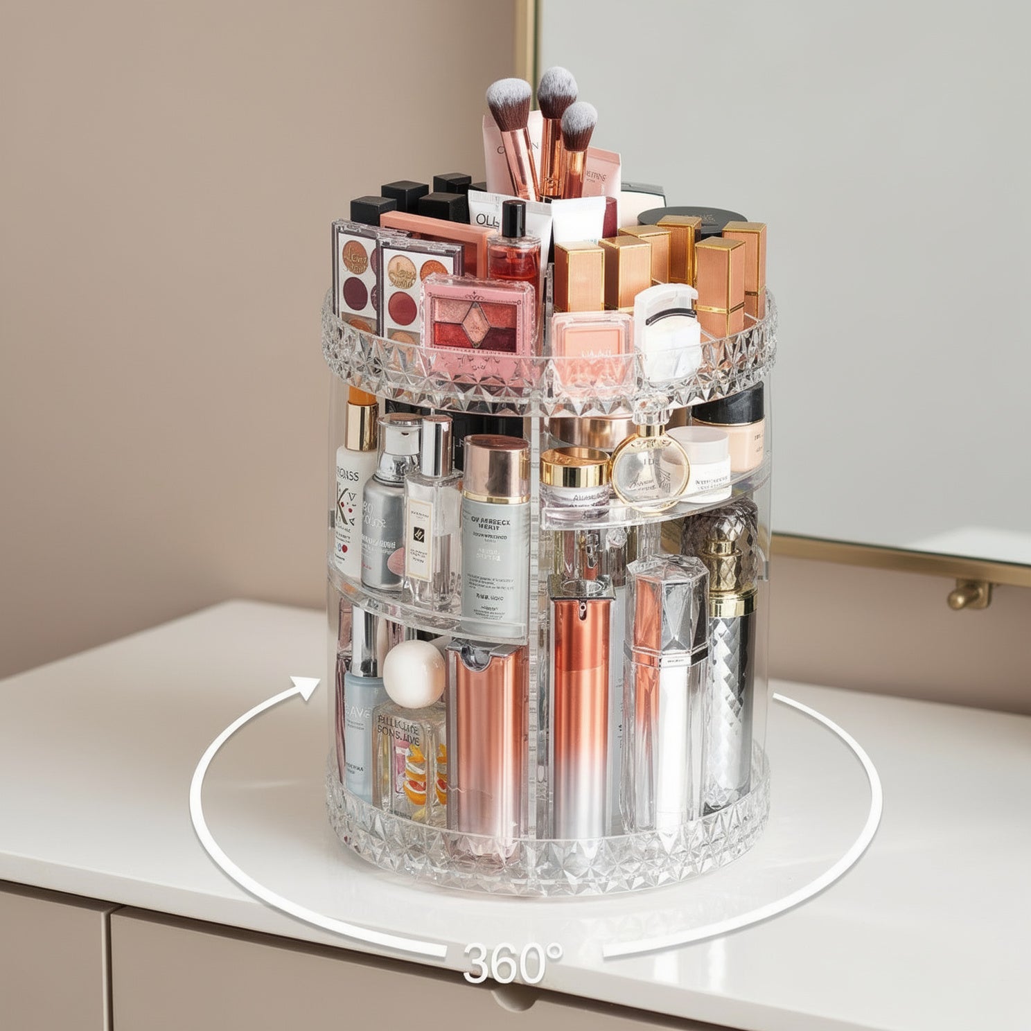 Organizador de Maquillaje Acrílico Giratorio 360°