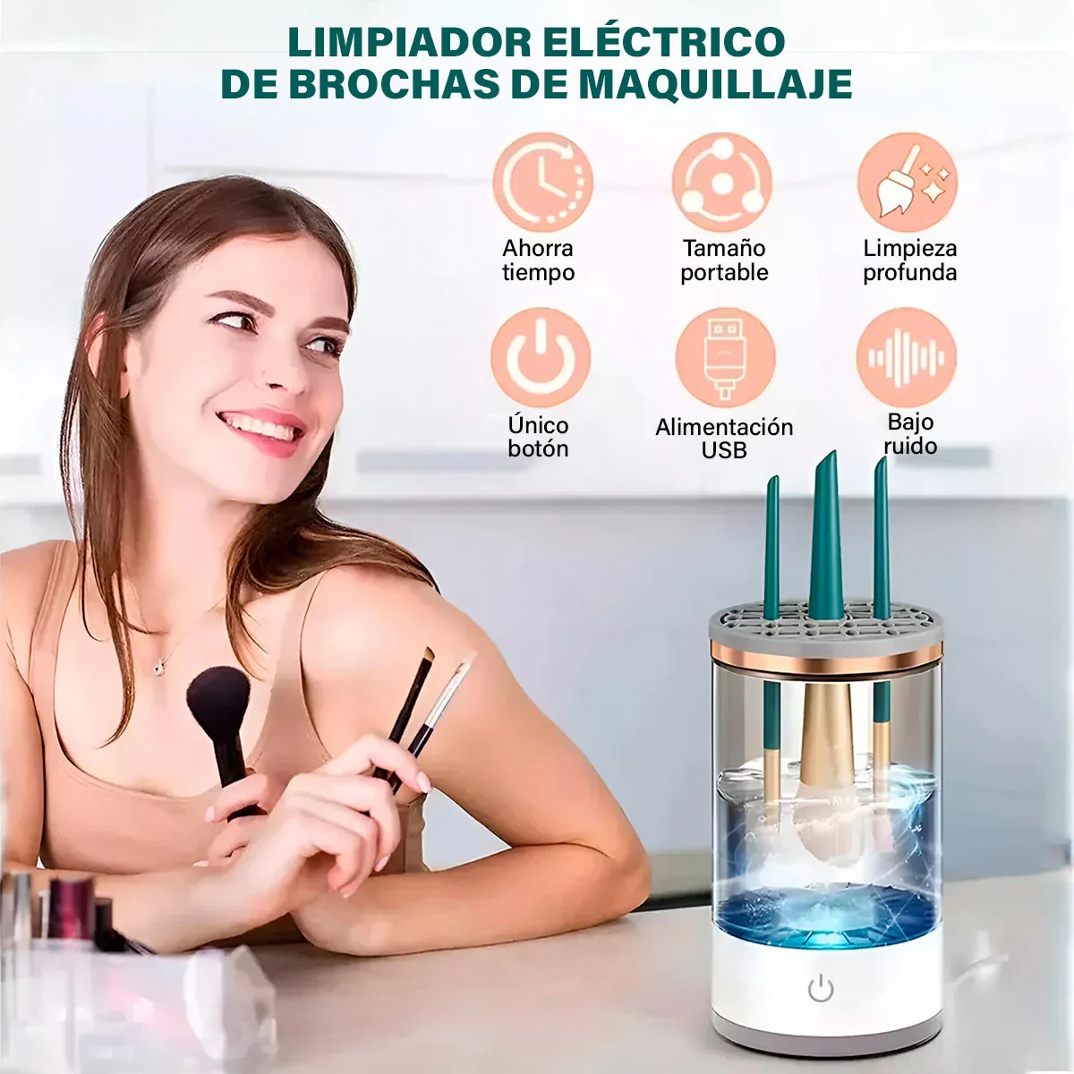 Limpiador Eléctrico de Brochas de Maquillaje - USB