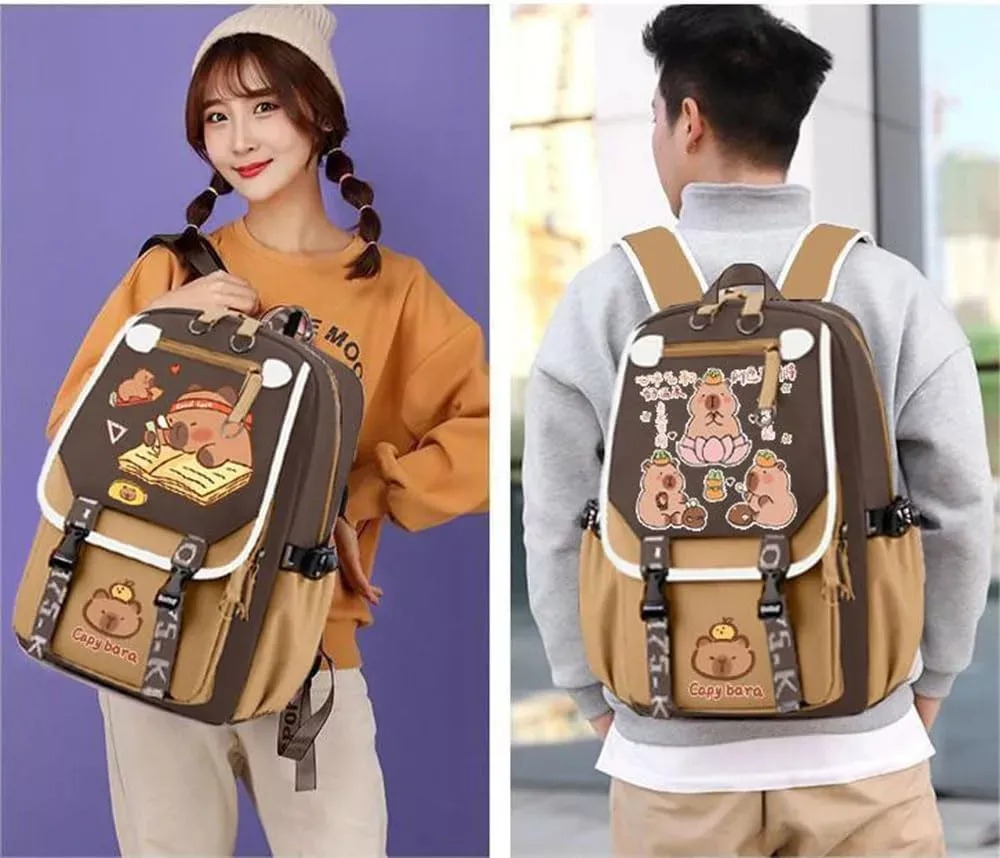 Mochila de Capibara Unisex - Estilo Universitario