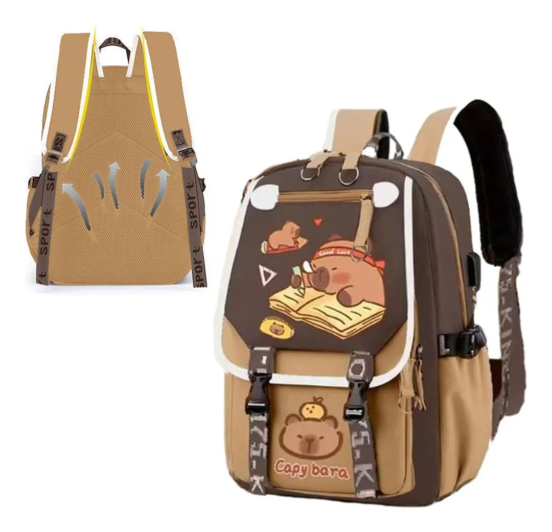Mochila de Capibara Unisex - Estilo Universitario