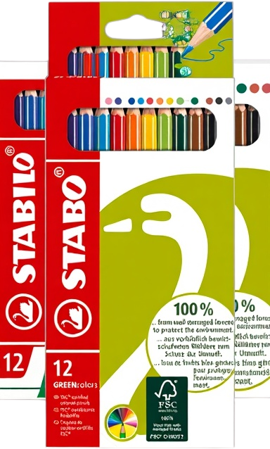 Colores Green Colors X 12 Piezas Stabilo - Paquete de 3 Cajas