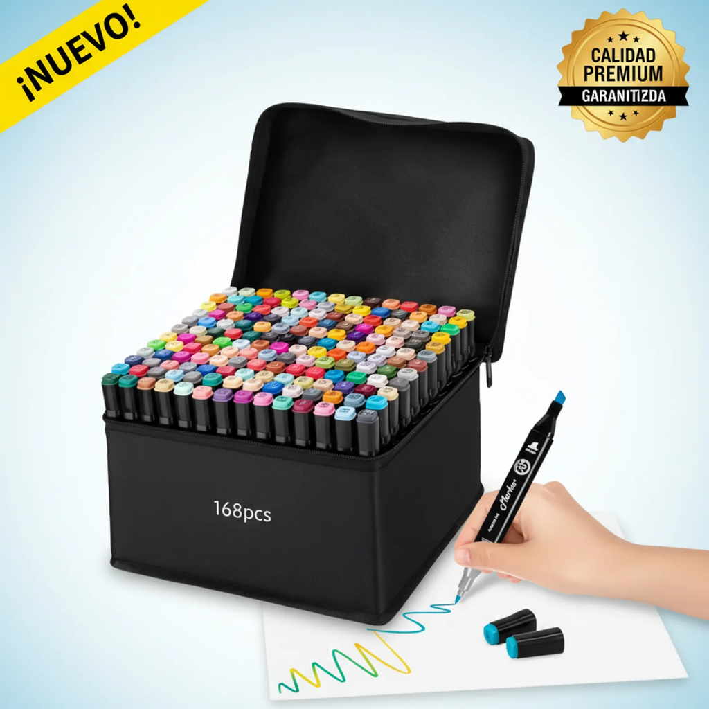 Set de Plumones x168 - Marcadores Doble Punta Premium
