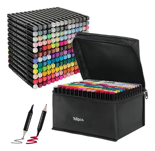 Set de Plumones x168 - Marcadores Doble Punta Premium